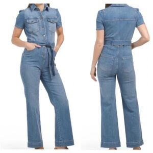 Avec Les Filles Denim Wide Leg Jumpsuit Size 29